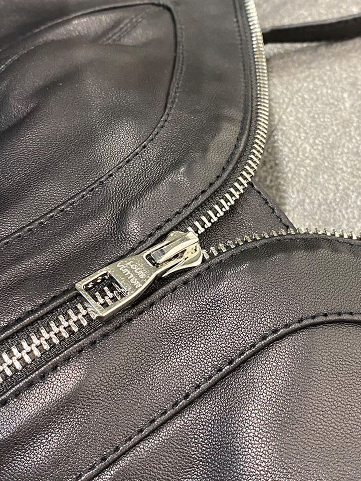 ZIGI Zip Front Cropped Leather Top