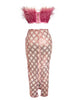 MAGLINA Feather Top & Sequins Skirt Set in Pink