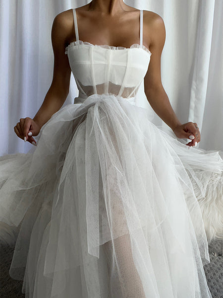 White Tulle Dress, Free Shipping on Orders $100+