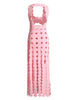 CERA Appliqué Fringe Maxi Dress in Pink