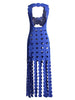 CERA Appliqué Fringe Maxi Dress in Blue