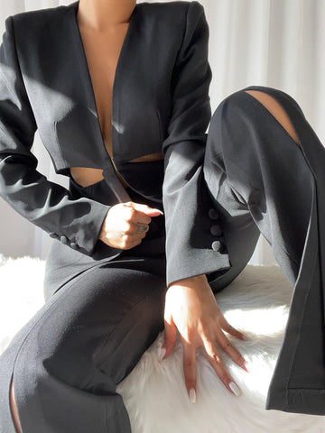 COUPERA Cut-out Blazer & Pants Set in Black