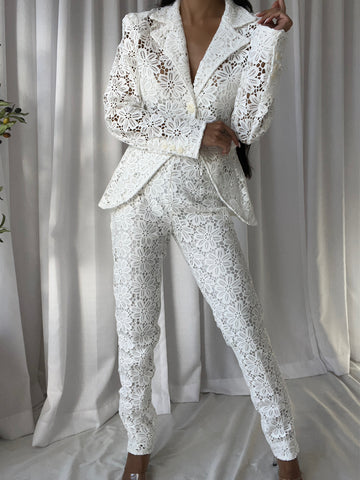 ERINE Blazer & Pants Set in White