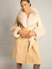 Foxy Leather Coat w/ Fox Fur In Tan