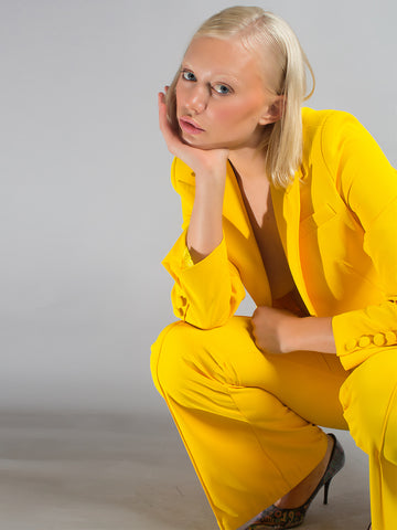 NAOMA Blazer & Flared Pants Set in Yellow
