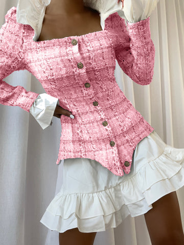 SANE Tweed Dress & Skirt Set in Pink