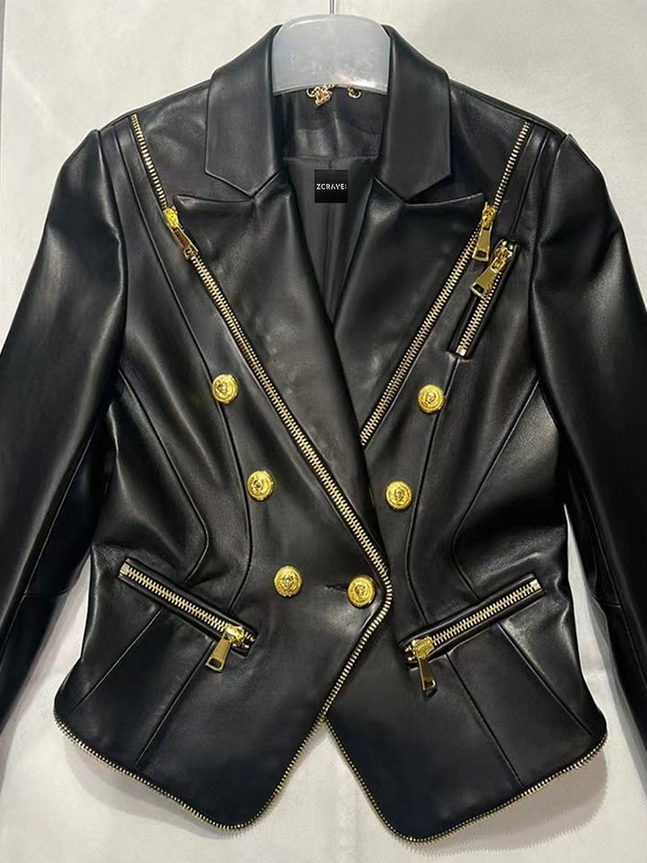 KAITO Double Breasted Leather Blazer