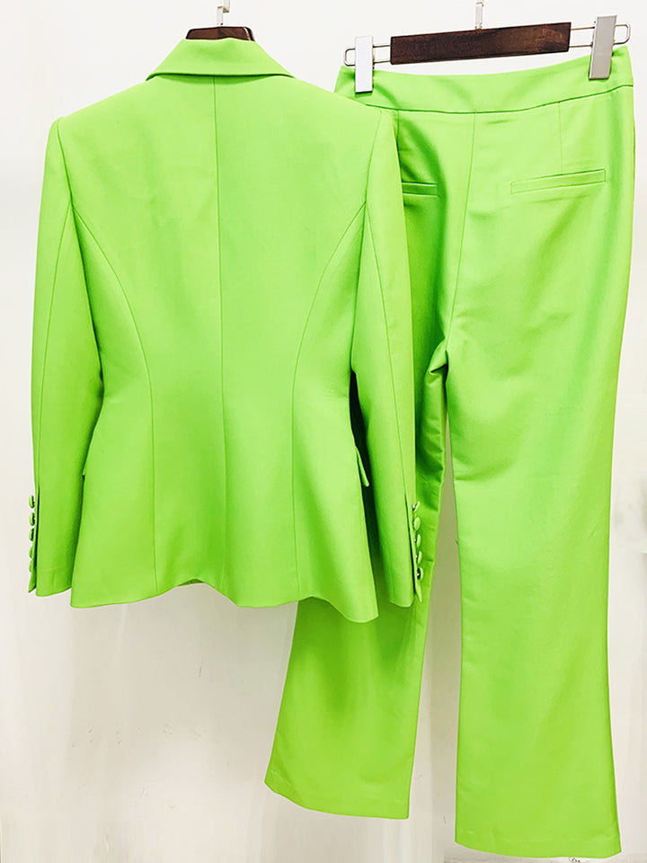 NAOMA Blazer & Flared Pants Set in Neon Green