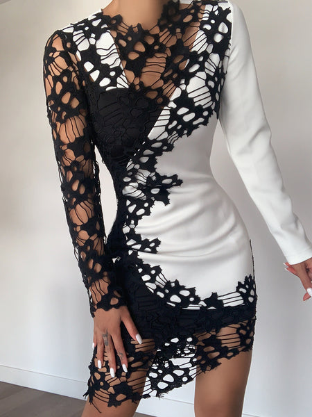 Two tone sales lace dress