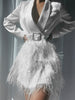 FIFTH AVE Feathers Dress in White