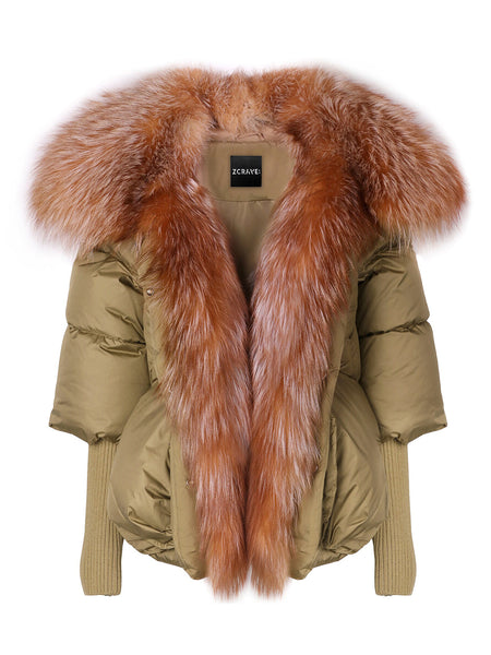 Fur trim cheap puffer jacket