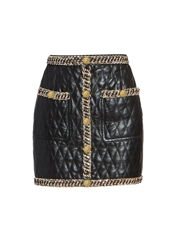 CATENA Leather Chain Mini Skirt