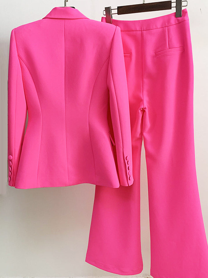 NAOMA Blazer & Flared Pants Set in Bright Pink