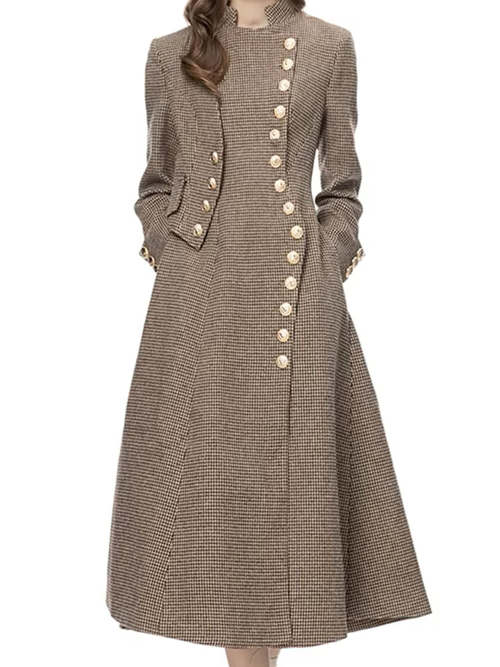 ELDENNE Check Trench Coat in Brown