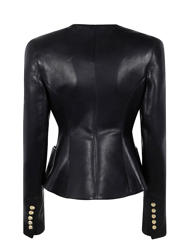 SAITE Leather Peplum Jacket