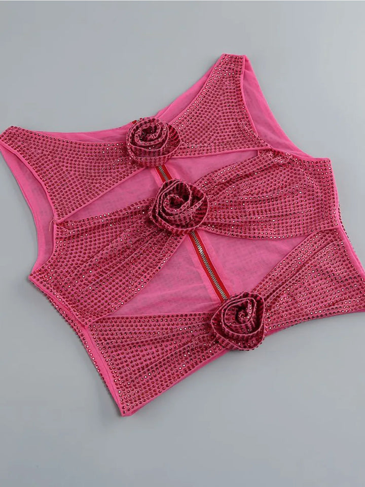 LINNE Cutout Top & Skirt Set in Pink
