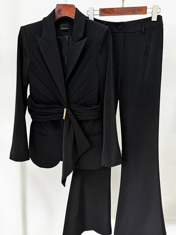 ENITTA Belted Blazer & Pants Set in Black
