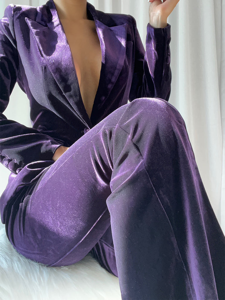 HINIYA Velvet Blazer & Flared Pants Set – ZCRAVE