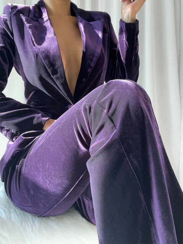 HINIYA Velvet Blazer & Flared Pants Set