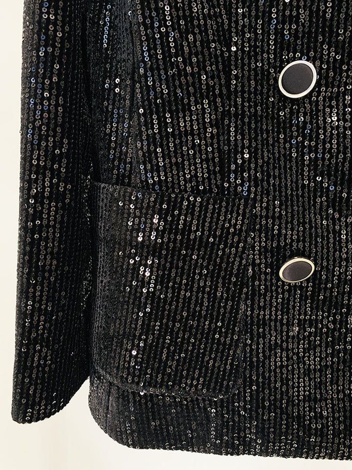 Double Breasted Sequins Blazer