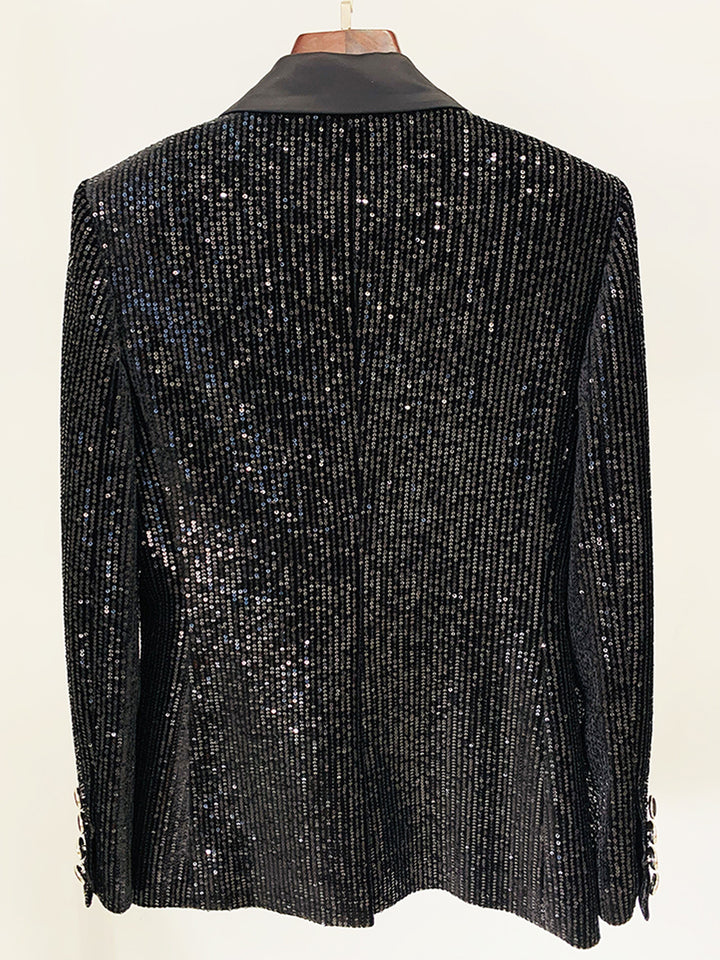 Double Breasted Sequins Blazer