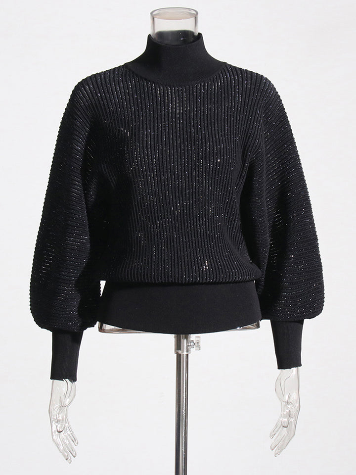 CHO Ribbed-knit Turtleneck Sweater in Black