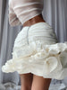 Ruched Ruffles Mini Skirt