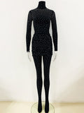 ORNE Bodysuit, Leggings & Skirt Set in Black
