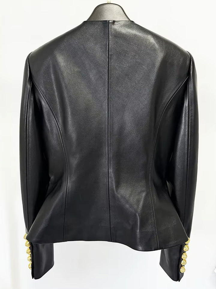 SAITE Leather Peplum Jacket