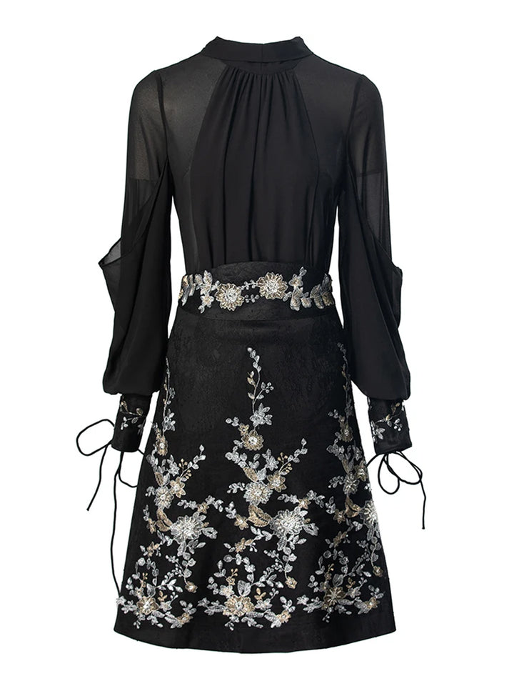 SAINTE Blouse & Skirt Set in Black