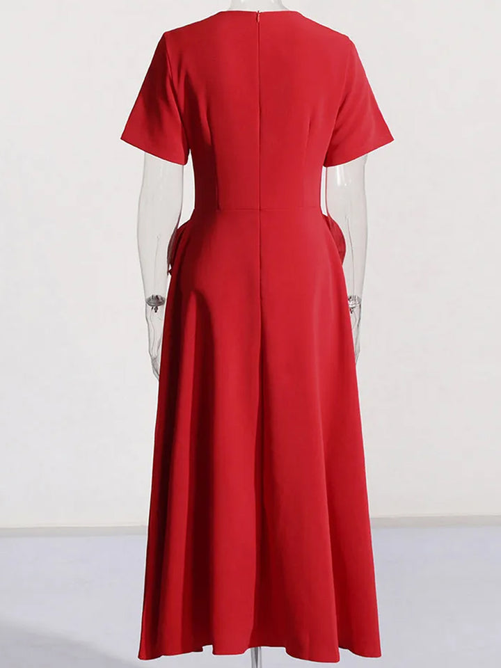 ORCHESTA Roses Midi Dress in Red