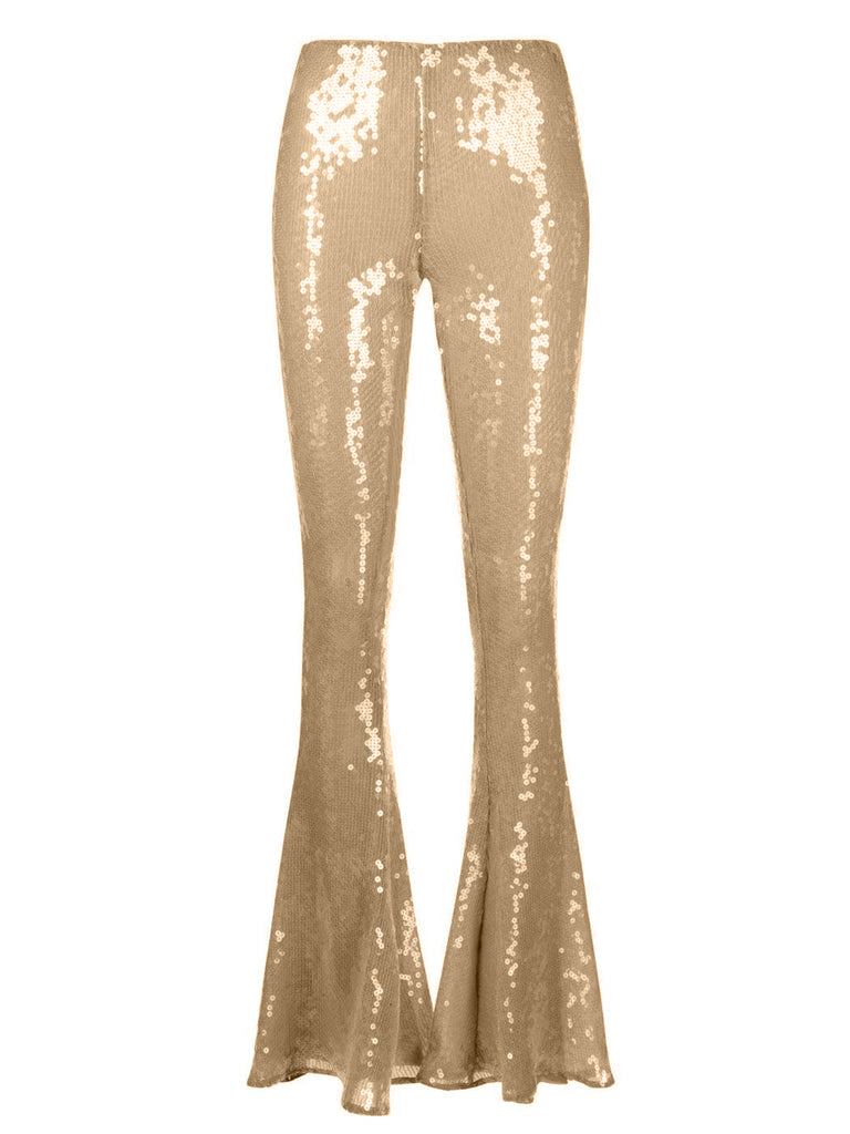 Stretch Sequin Trousers in Rose Gold | The Meek Boutique