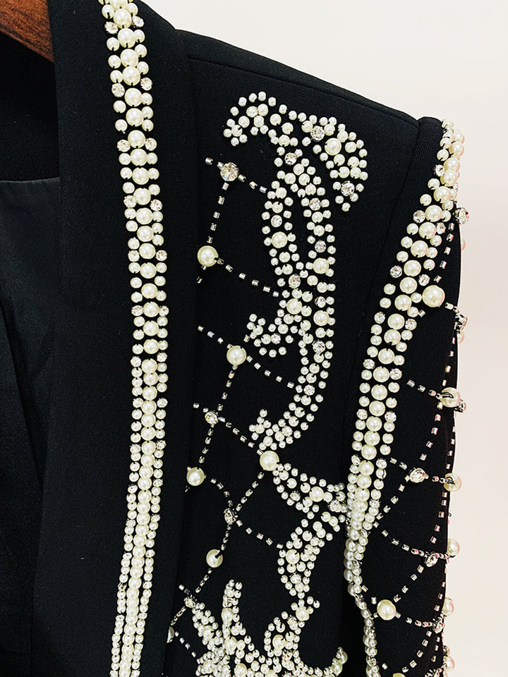 NAUTA Pearls Beaded Blazer Dress in Black