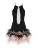 FERENE Feathers & Pearls Mini Dress
