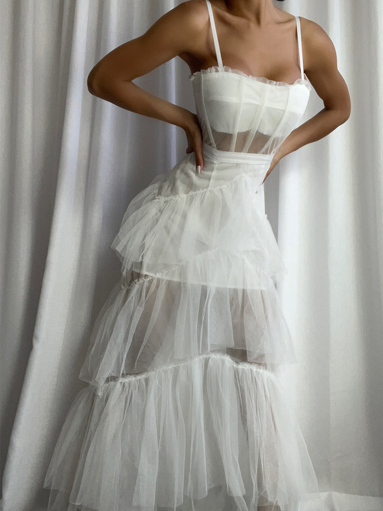 DIDA Tulle Dress in White – ZCRAVE