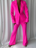 NAOMA Blazer & Flared Pants Set in Bright Pink
