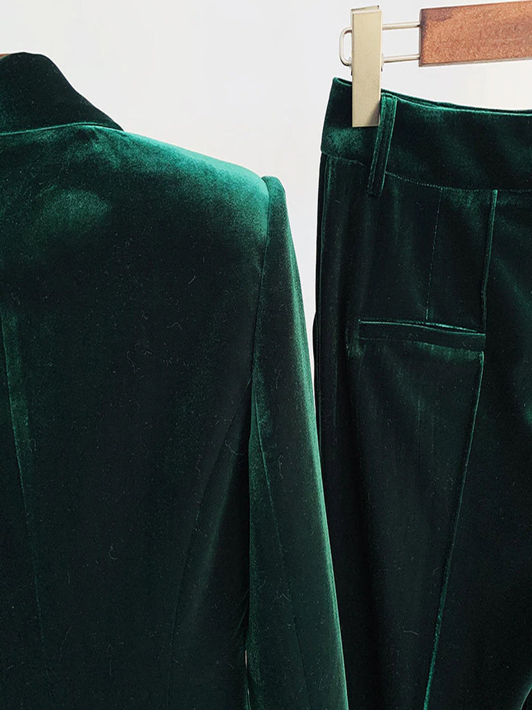 Buy Party Wear Velvet Dark Green Trouser Suit LSTV113228