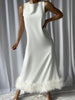 PIUME Maxi Dress w Feathers In White