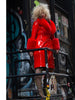 Patent Leather Coat w/ Fox Fur In Red
