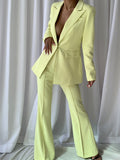 NAOMA Blazer & Flared Pants Set in Lemon