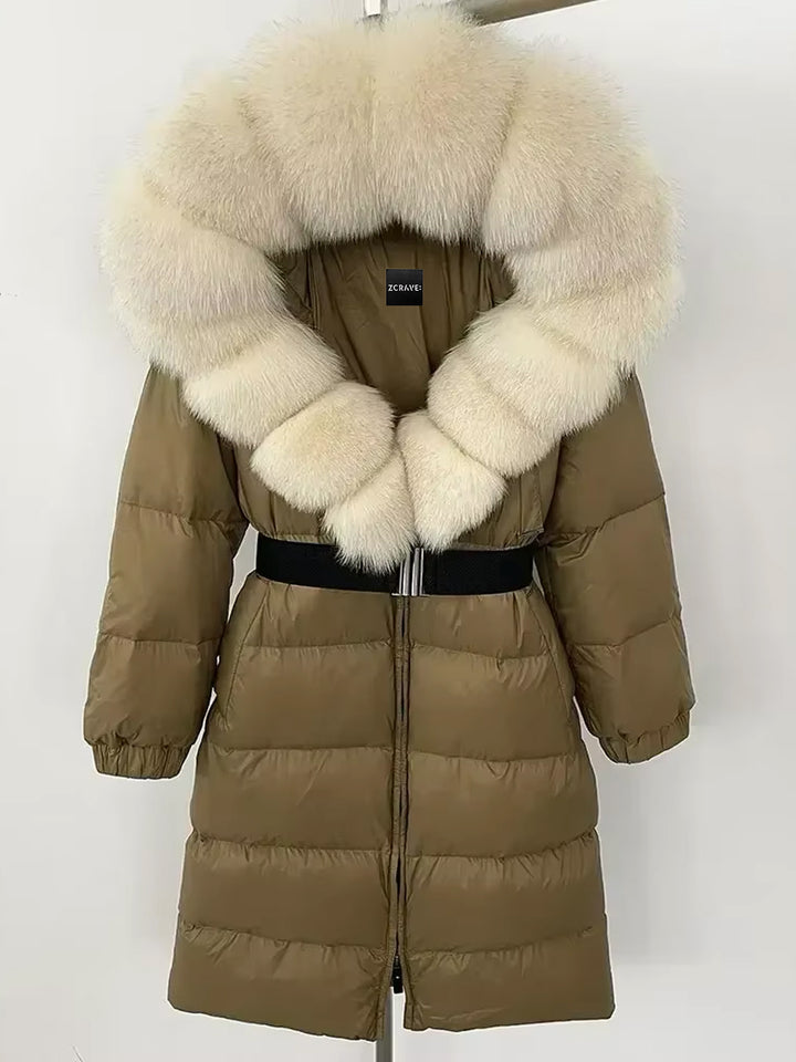 CENTRO Hooded Long Down Jacket