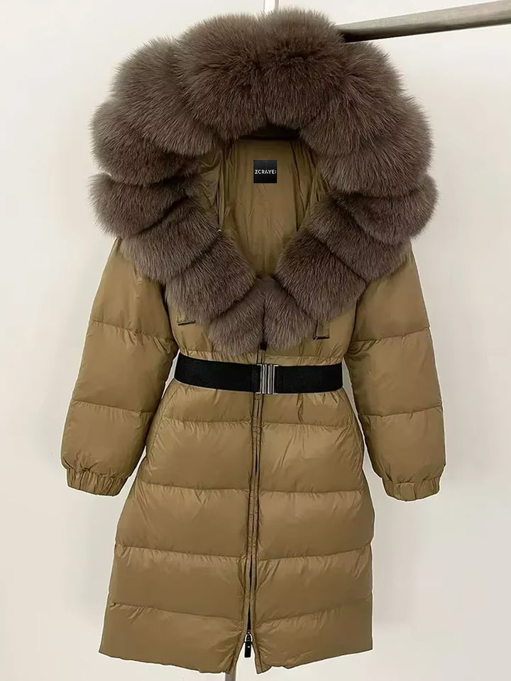 CENTRO Hooded Long Down Jacket