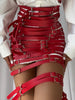 FIBBIA Buckle Belts Dress in Red