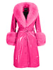 Patent Leather Coat w/ Fox Fur In Fuchsia