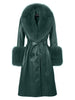 Foxy Leather Coat w/ Fox Fur In Deep Green