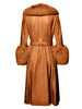 Foxy Leather Coat w/ Fox Fur In Brown