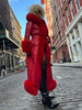 GUNZ Faux Fur Genuine Leather Coat in Red