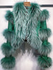 LITALY Fur Trim Leather Jacket in Green