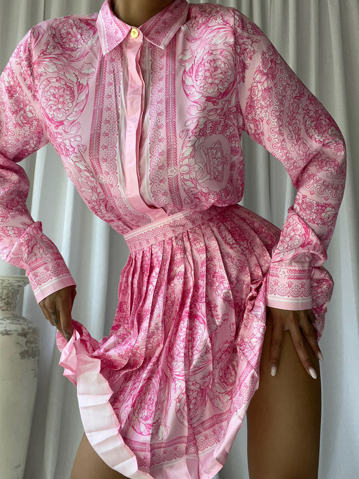 MIRAJE Blouse & Skirt Set in Pink