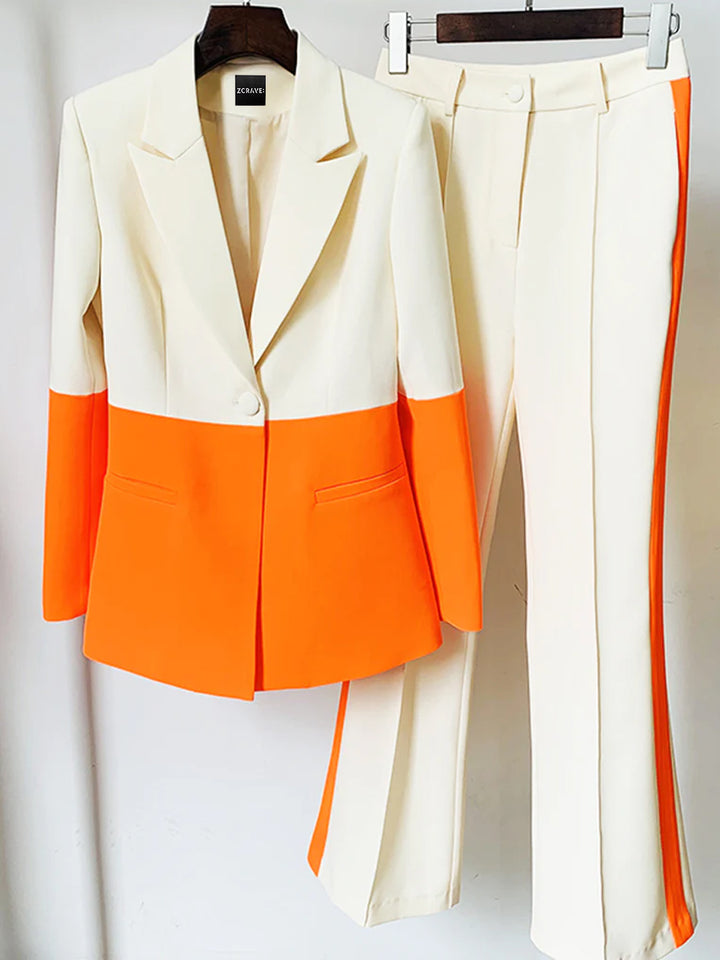 PETELE Blazer & Pants Set In Orange
